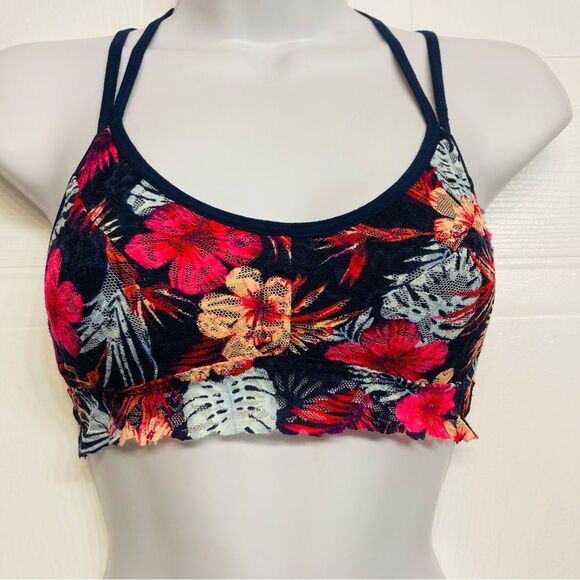 Victoria's Secret‎ Pink Lace Bralette Bra Racerback Unlined Size Small Tropical - Picture 1 of 9